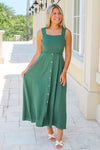 Find Your Passion Smocked Midi Dress - Moss Green