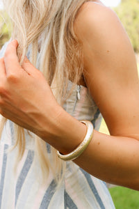 Jesse Hinge Bangle Bracelet - Worn Gold
