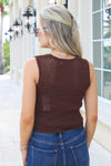 Friendly Gatherings Crochet Knit Vest - Brown
