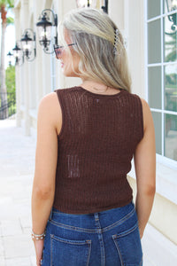 Friendly Gatherings Crochet Knit Vest - Brown