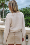 Enchanted Bow Cable Knit Sweater - Cream
