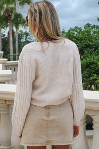 Enchanted Bow Cable Knit Sweater - Cream