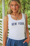 Ready To Go New York Cropped Tank Top - White