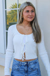 Tied Intentions Ribbed Crop Top - White
