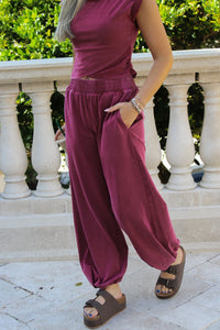 Keepin' It Trendy Jogger Sweatpants - Winterberry