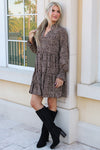Ready To Roar Leopard Print Tiered Mini Dress - Taupe