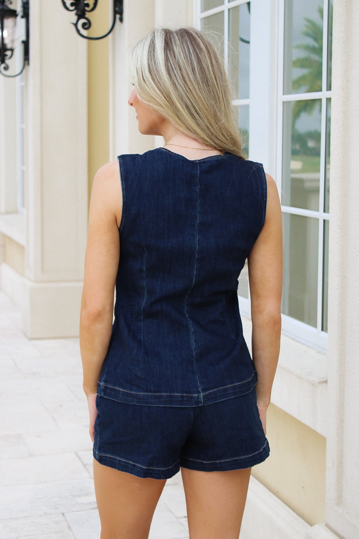 Classic Elegance Denim Vest - Indigo