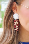 Happy 4th Of July Pom Pom Earrings