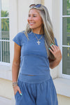 Feeling Free Mineral Washed Top - Denim