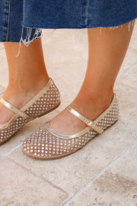 Dressed To Dazzle Mary Jane Flat - Gold