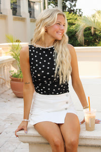 Vienna Nights Boat Neck Mesh Top - Black