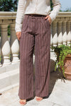 Z Supply:  Alma Pinstripe Wide Leg Pant - Chocolate Cherry