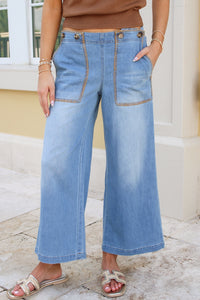 Autumn Lane Whipstitch Cropped Pants - Denim