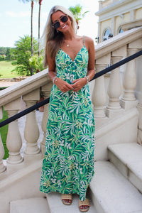 Floral Vibes Tropical Maxi Dress - Green