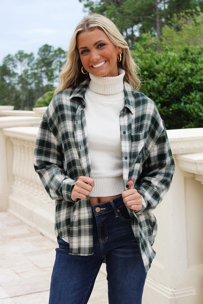 River Plaid Button Up - Garland Green