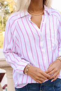 Z Supply: The Perfect Linen Stripe Top - Spanish Rose