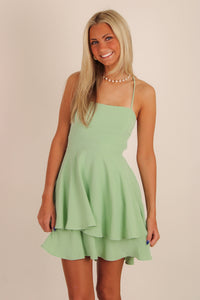 Sweet Intentions Lace Up Mini Dress - Sage
