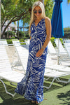 Maui Beaches V-Neck Maxi Dress - Blue