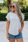 Feeling Easy Days Hacci Slub Top - Taupe Gray