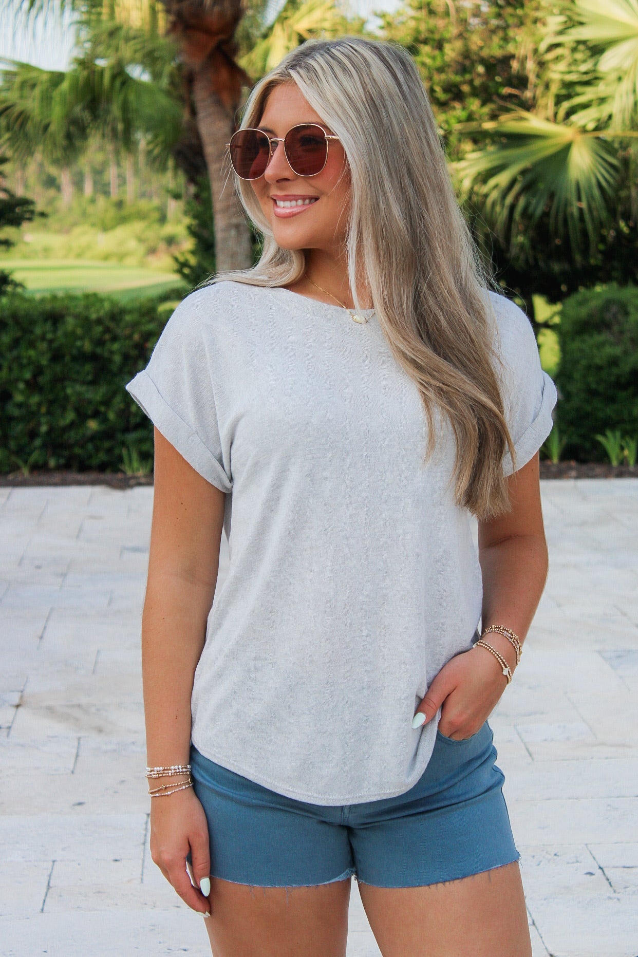 Feeling Easy Days Hacci Slub Top - Taupe Gray