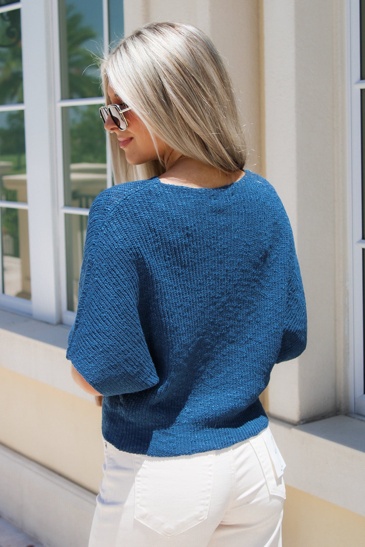 Breezy Autumns Dolman Sleeve Knit Sweater - Teal