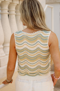 Seabreeze Wave Tie Front Vest - Multi