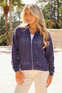 Ava Hoodie Cardigan - Navy