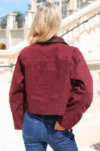 Harvest Ridge Cropped Barn Jacket - Wine