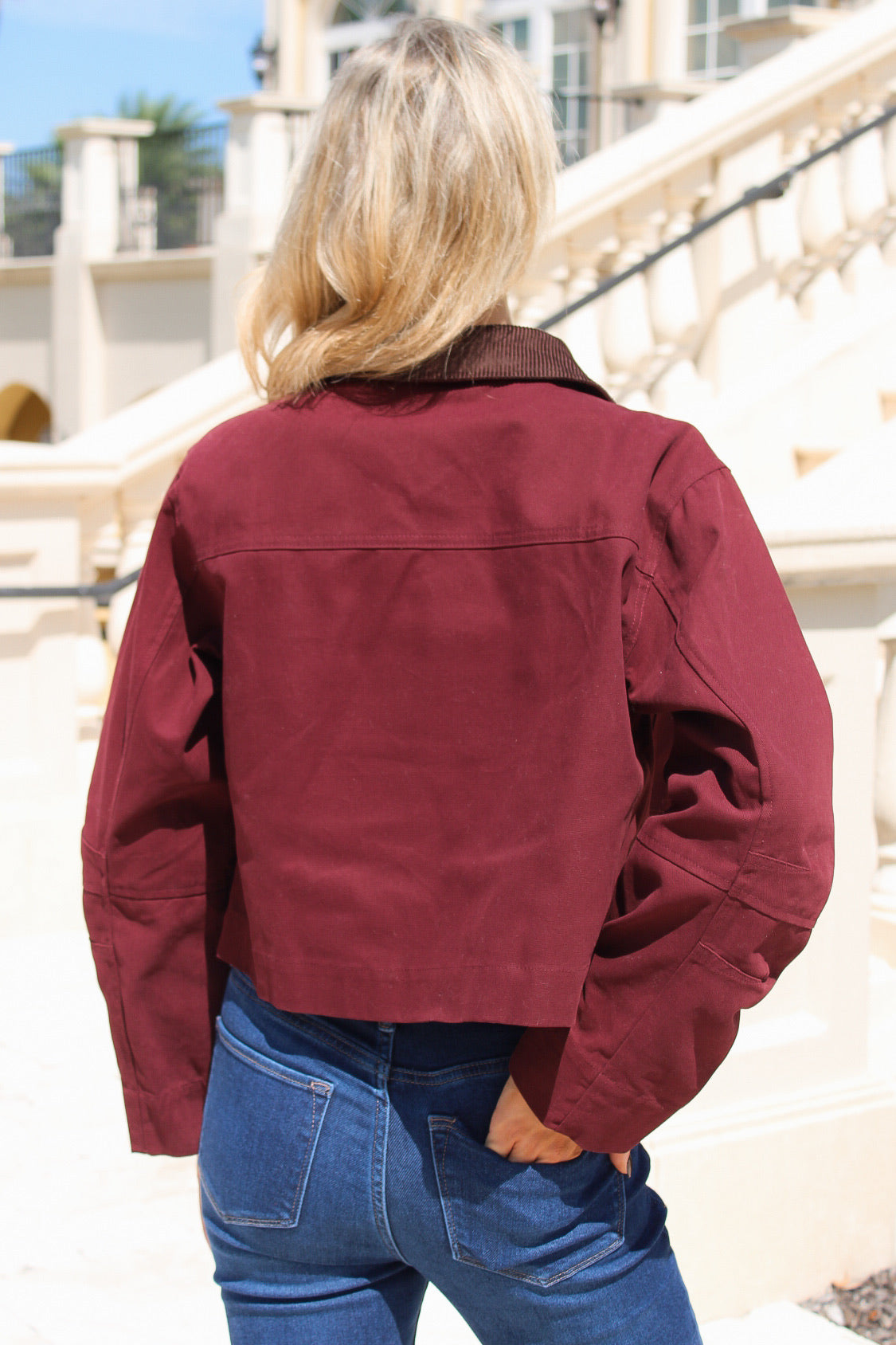 Harvest Ridge Cropped Barn Jacket - Wine