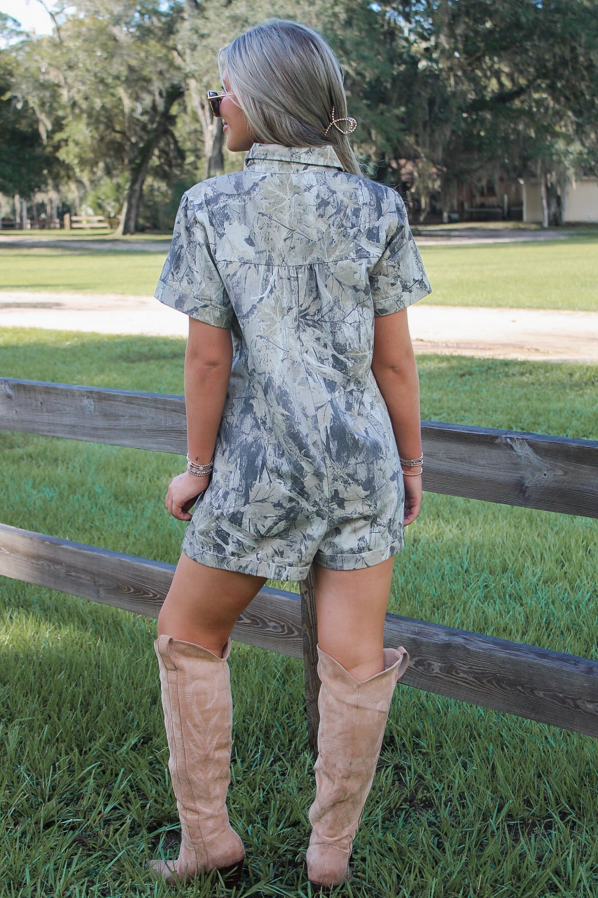 Hidden Trail Camo Denim Romper - Camouflage