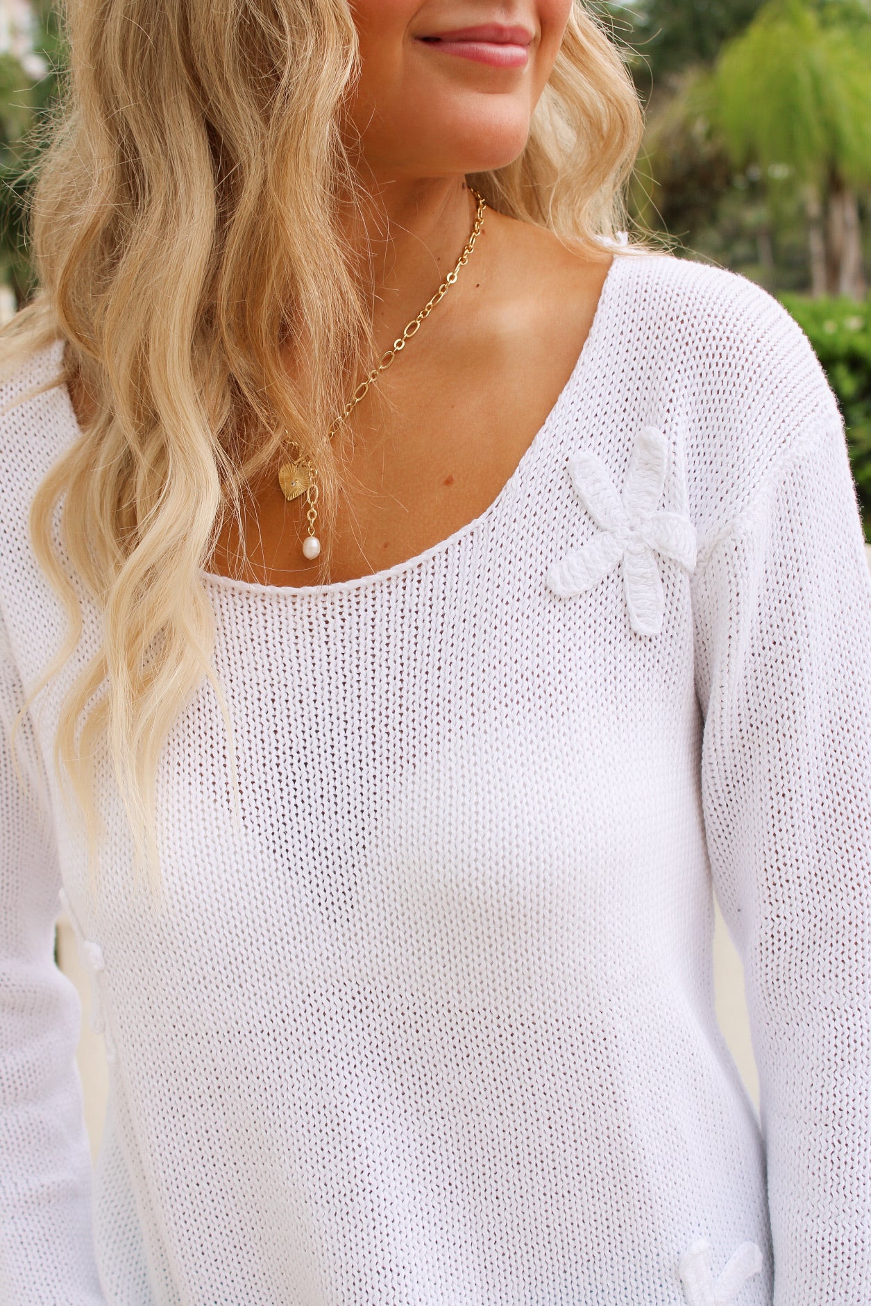 Summer Tide Starfish Sweater - White