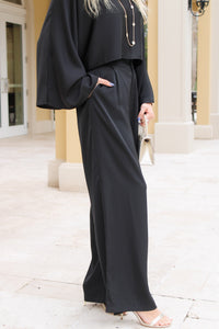 Unspoken Elegance Wide Leg Pants - Black