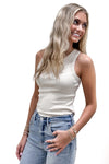 Simple Desires Ribbed Tank Top - Cream