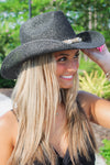 Coastal Beach Babe Cowrie Shell Hat - Black