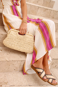 Casual Summers Straw Clutch - Ivory