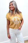 Feeling The Vibe Peace Sign Sweater - Mustard