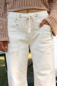 Marissa Slouchy Crop Barrel Leg Pants - Ivory