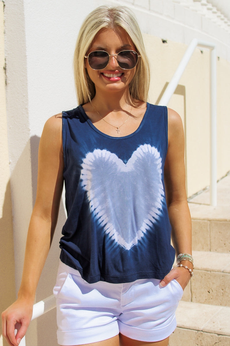 My Love Heart Tank - Navy