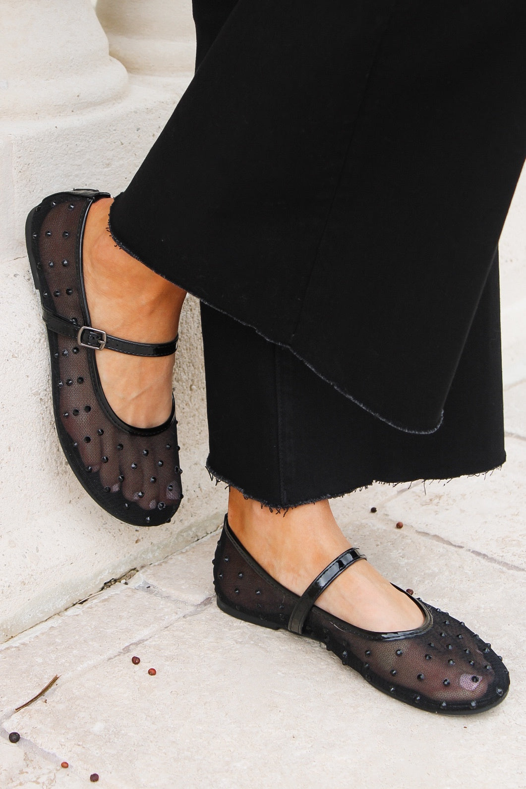 Sheer Obsession Mary Jane Flat - Black