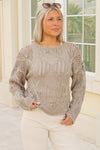 Jaida Open Knit Boat Neck Sweater - Sage