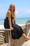 Summer Strolls Halter Neck Tie Midi Dress - Black