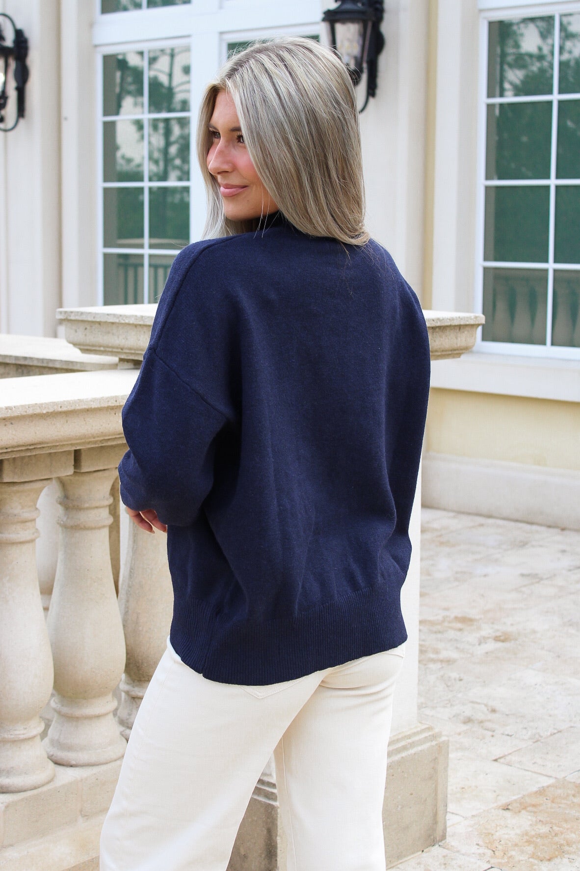 Cozy Times Mock Neck Sweater - Navy