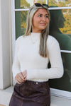 Cozy Crush Mock Neck Cropped Sweater - Cream