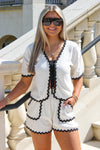 Never Look Back Tie Front Top - Oatmeal