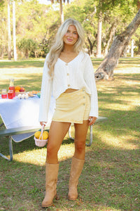 Mandy High Rise Button Down Skort - Banana