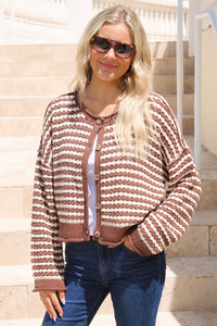 The Getaway Striped Cardigan - Brown