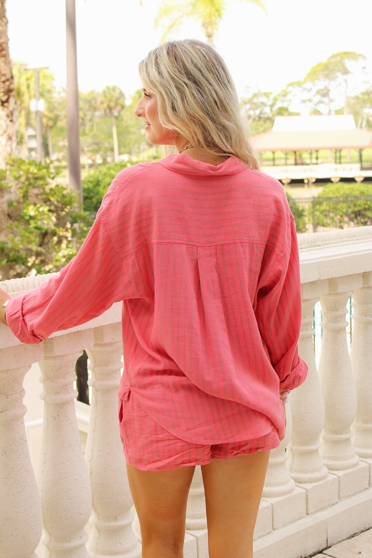 Z Supply: The Perfect Linen Stripe Button Up- Gelato