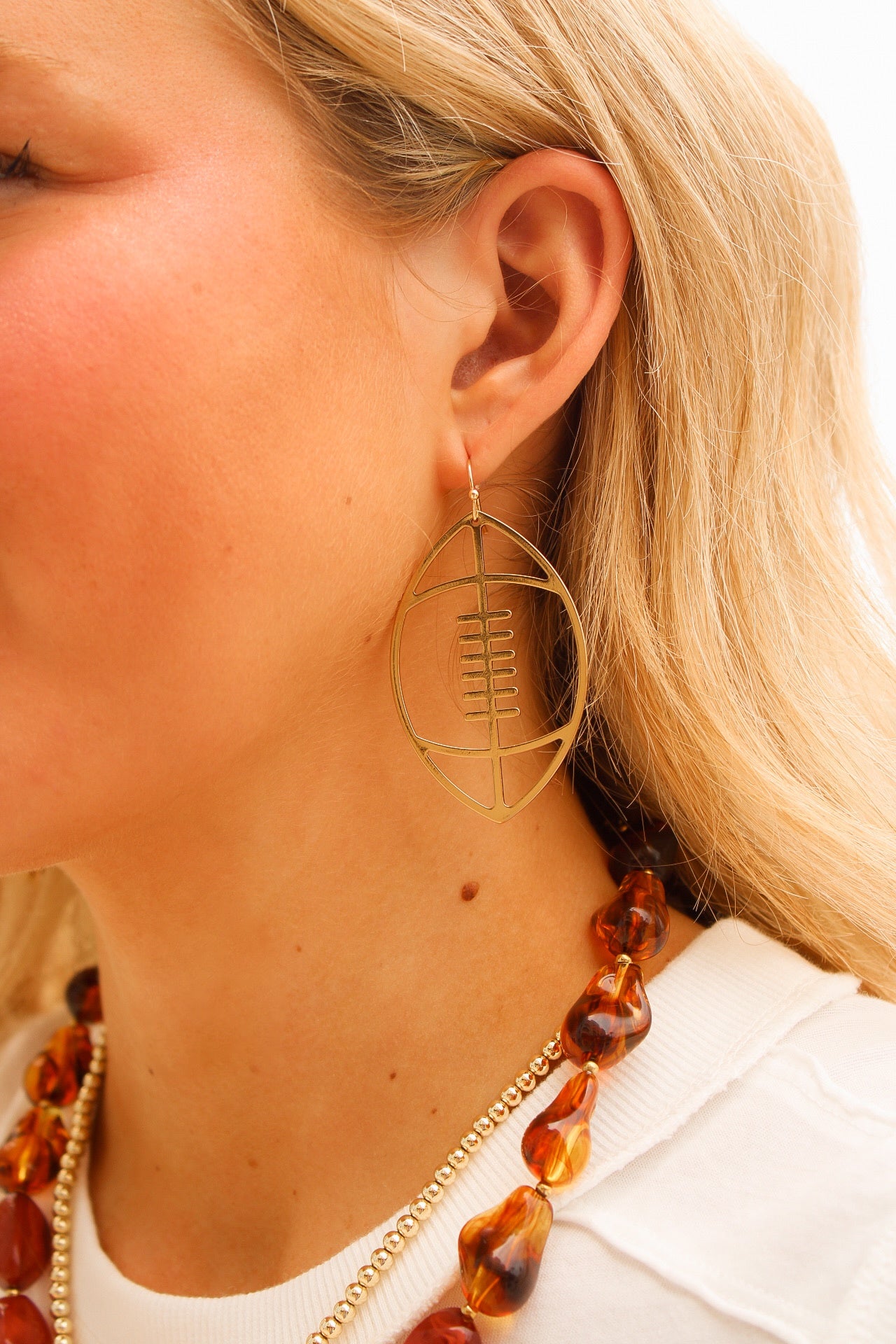 Football Open Hoop Earrings - Gold