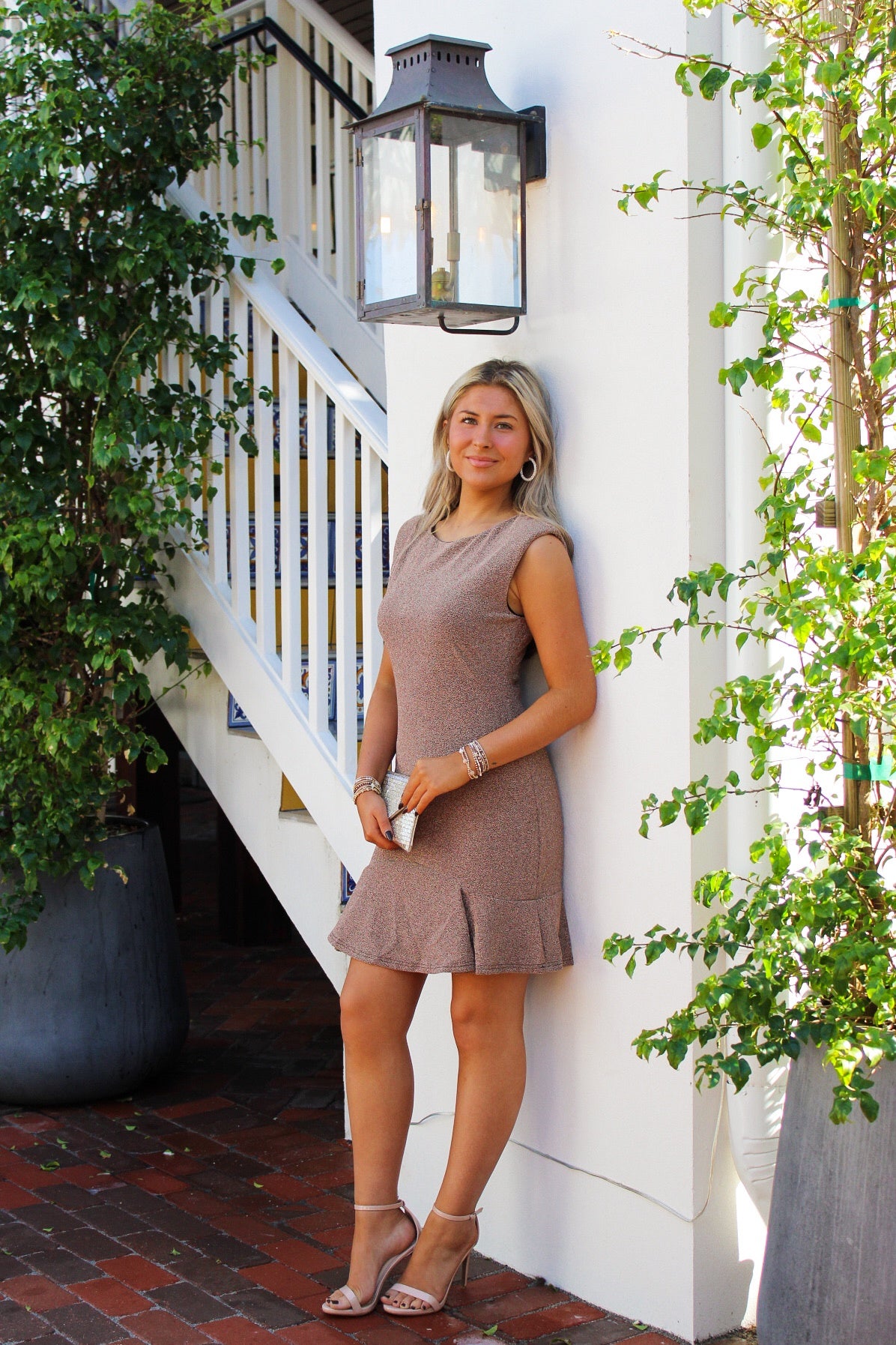 Holiday Flare Metallic Ruffle Mini Dress - Gold