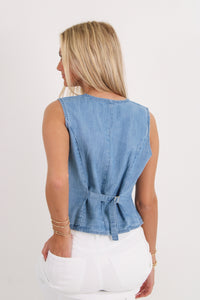 Seabreeze Collected Button Front Vest - Lt Wash